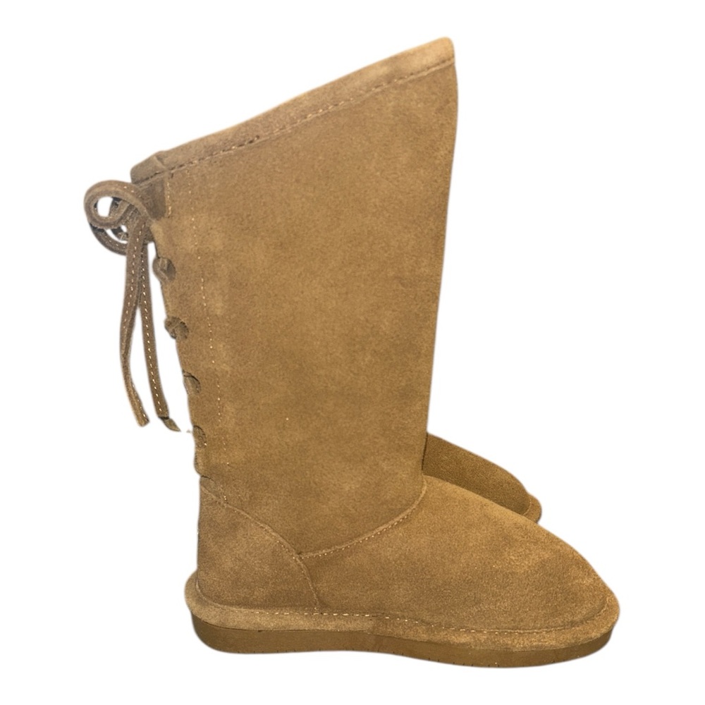 BEARPAW Phylly Tan Suede Youth Snow Boots | Cozy Faux Fur Lined | Size‎ 1Y | NEW - Picture 3 of 6